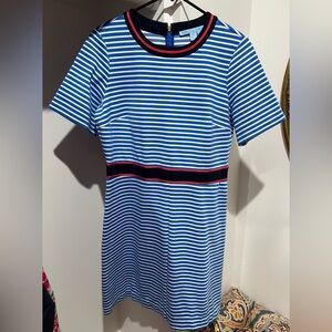 Draper James Blue and White Striped Midi Dress
